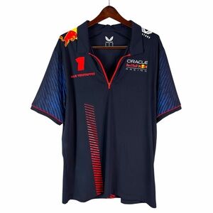 Oracle Red Bull Racing Max Verstappen 2023 Team Polo Shirt Navy Blue Mens XL